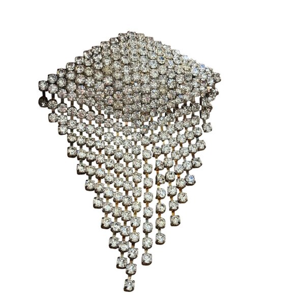 Vintage Rhinestone Waterfall Brooch Pin Jewelry Statement Piece - Picture 1 of 13